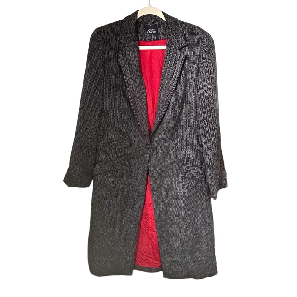 Bentley Arbuckle Women's Sz 10 Herringbone Long Coat Lined Blazer Jacket VTG